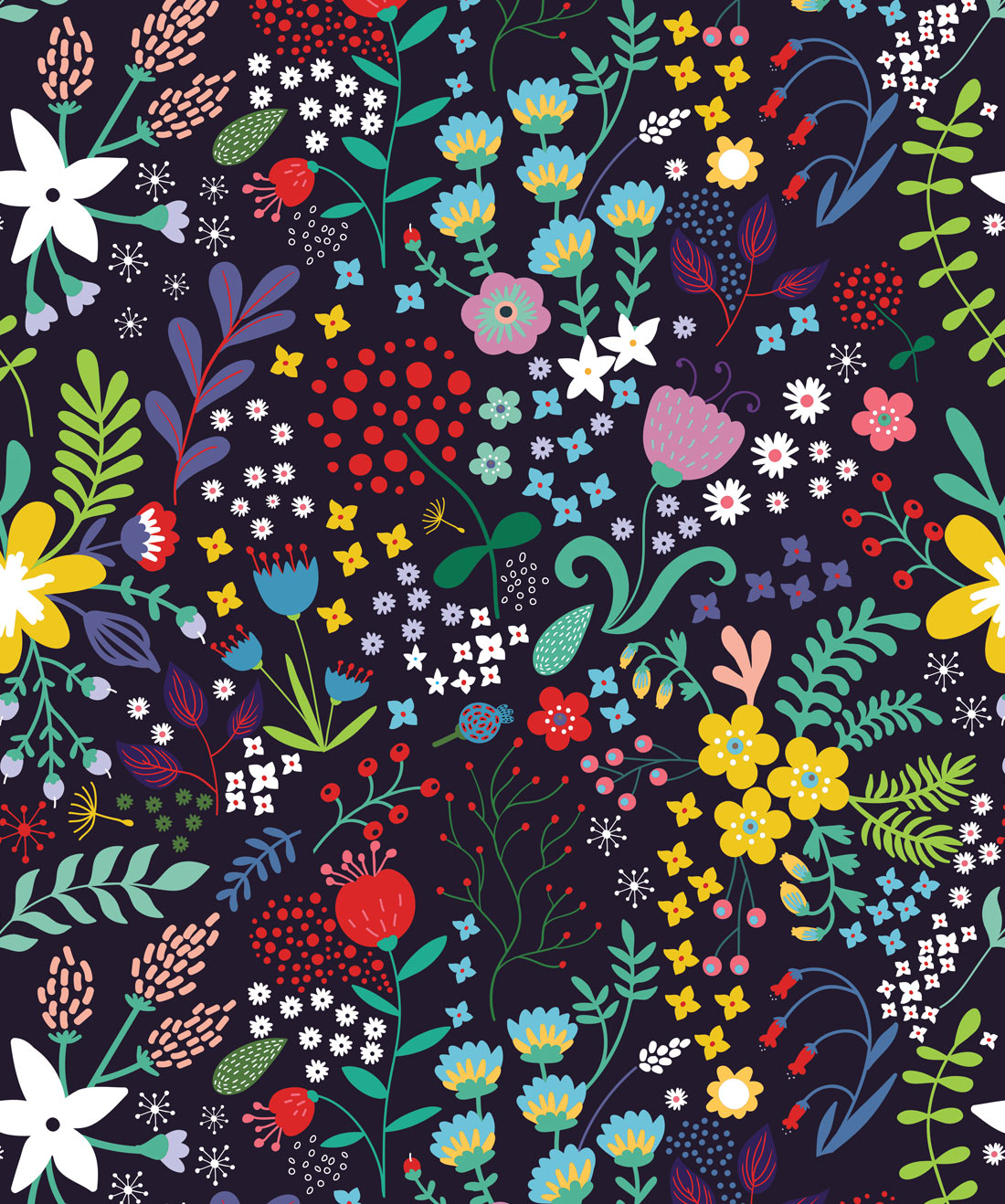 Friday Floral Modern Whimsical Wallpaper Milton King