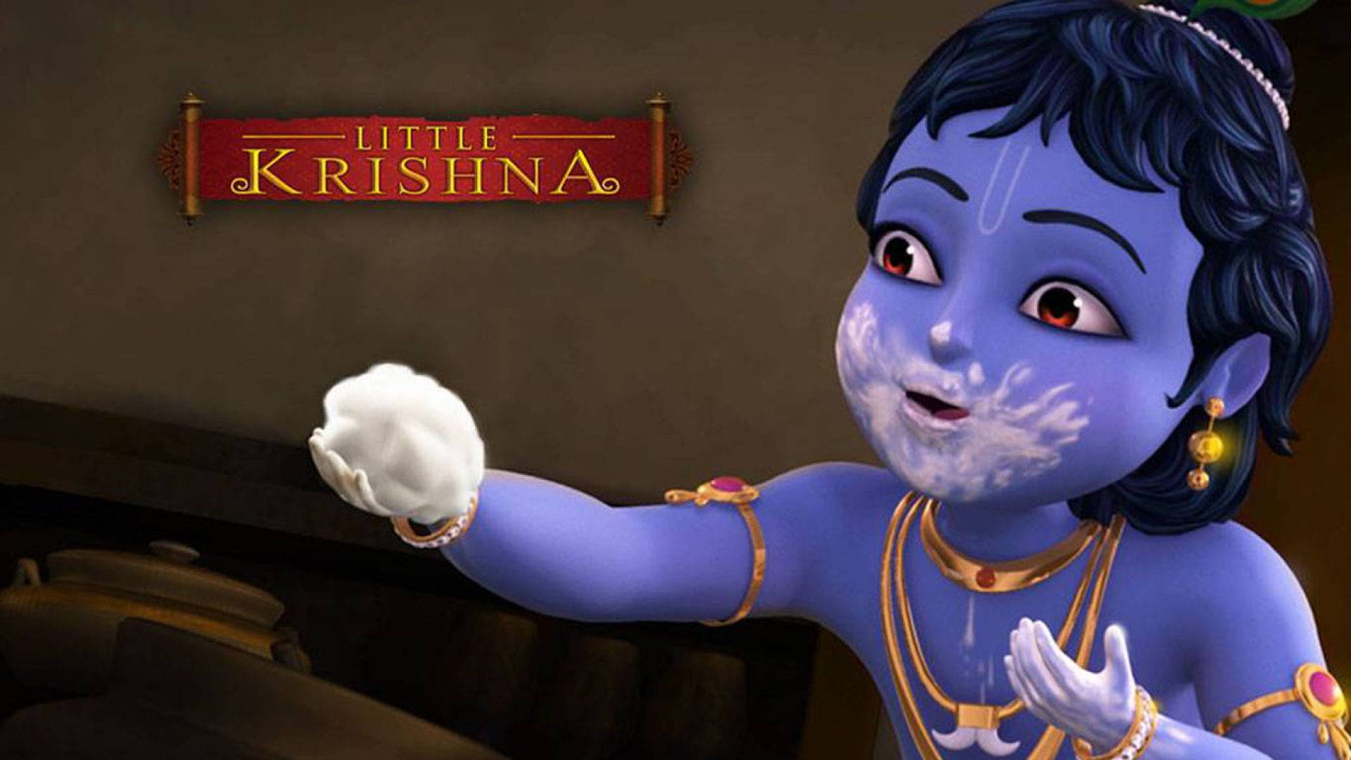 Little Krishna Bhagwan Eating Butter Ccqu7u3nwu32x43g Wallpaper