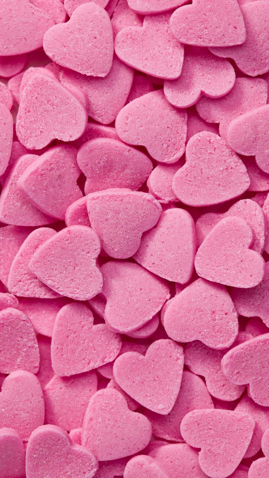 Tiny Candy Pink Hearts iPhone Wallpaper