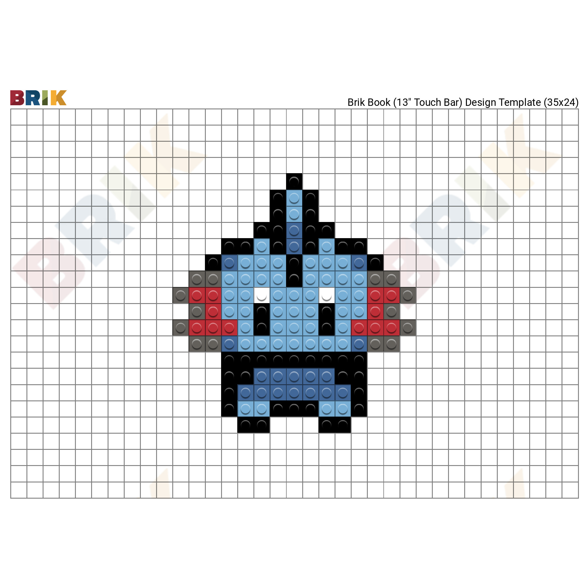 Pixel art of a cute, light blue Pokemon with red accents, resembling a small robot or spaceship, against a grid background, ideal for phone wallpapers