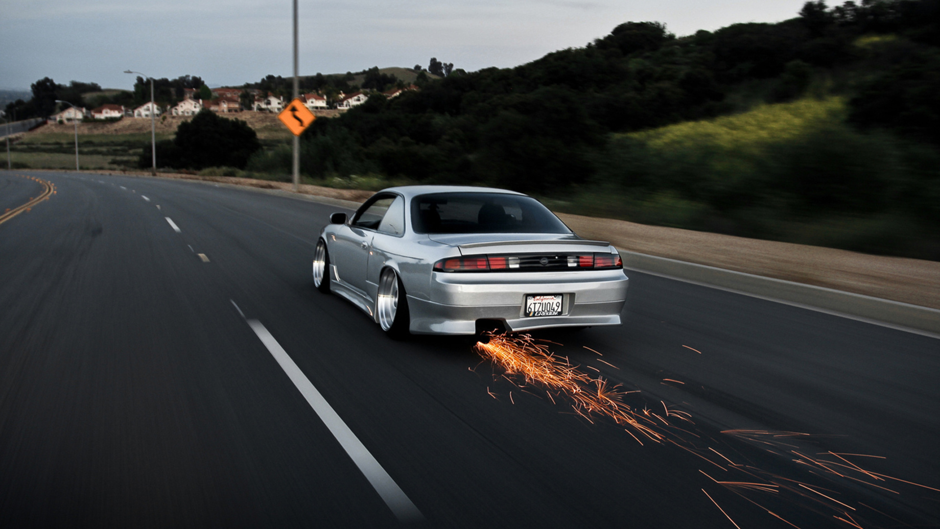 Tuning Stance Roads Sparks Fire Low Silver Wheels Wallpaper Background