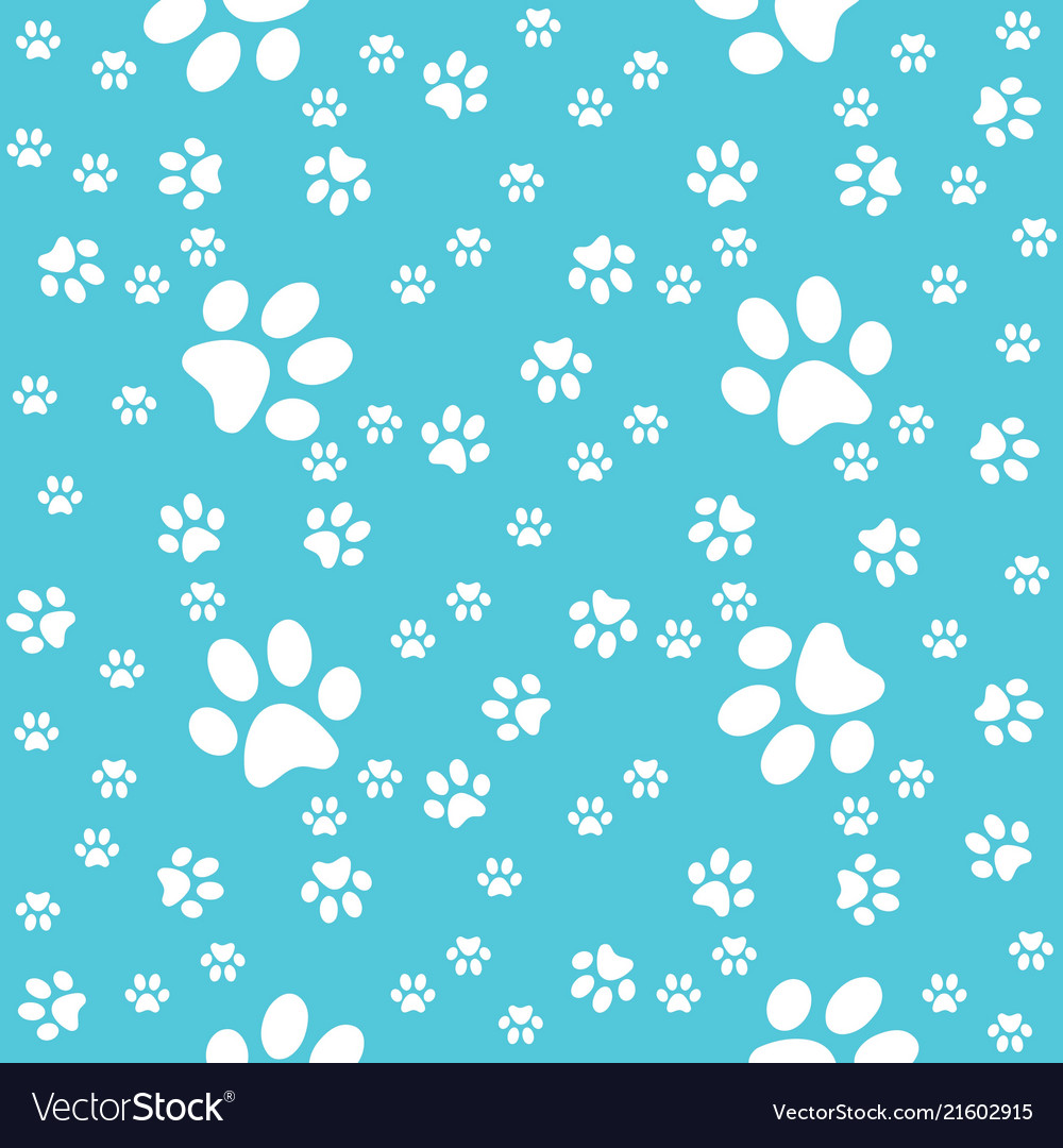 Paws Turquoise Pattern Paw Background Royalty Vector