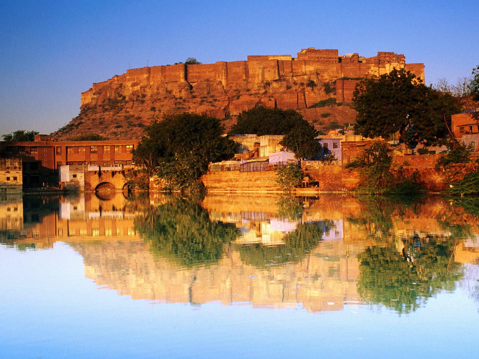 Fort Reflected Sunset India Wallpaper Hd