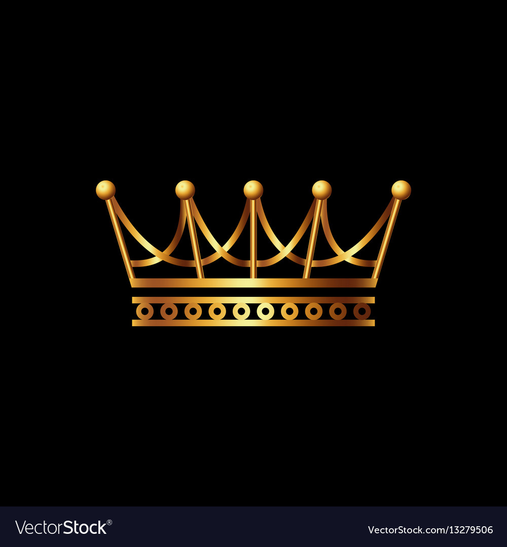 Crown Gold Symbol Icon On Black Background Vector Image