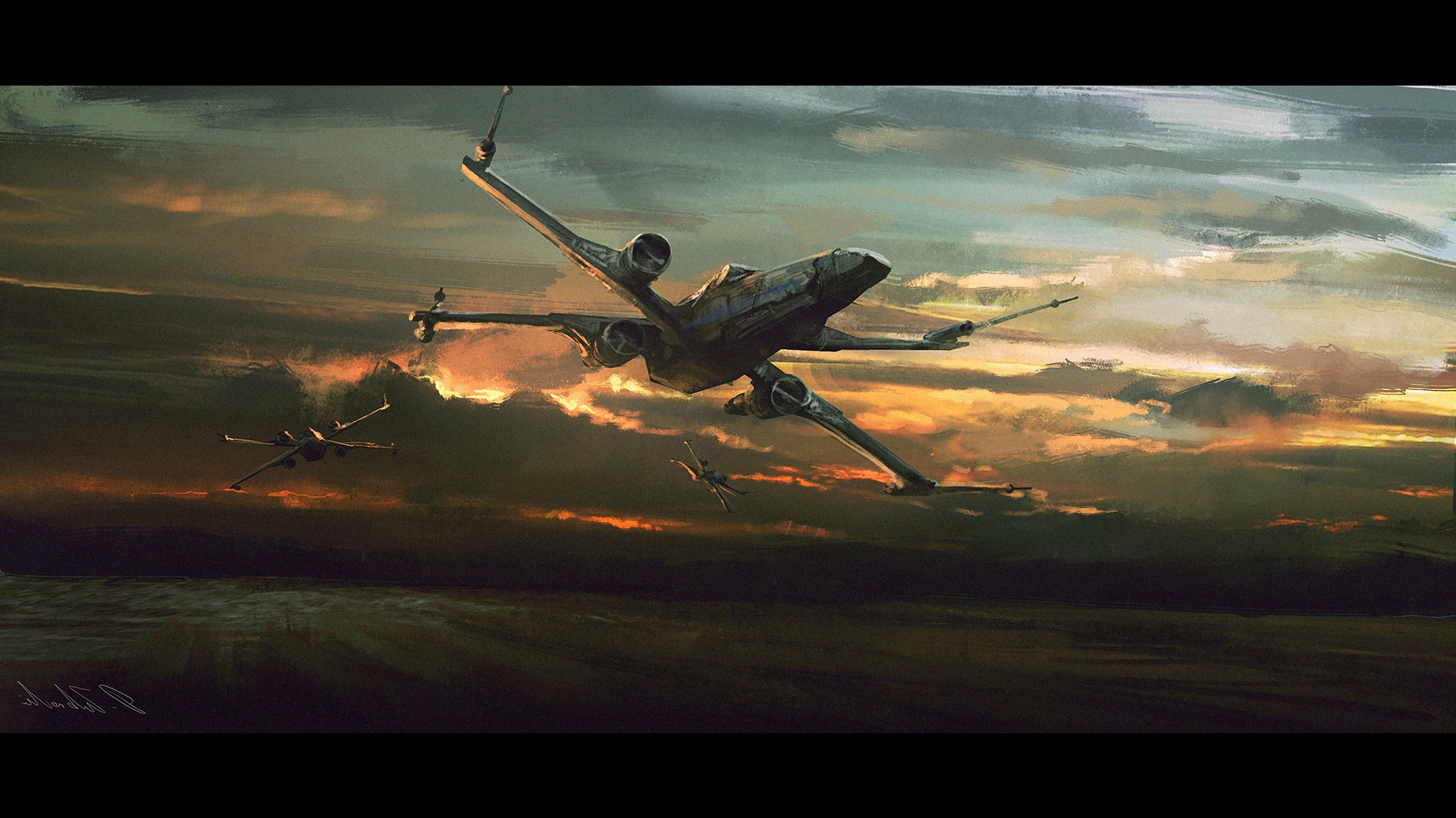 Star Wars Spaceship Painting Futuristic X Wing Wallpaper HD