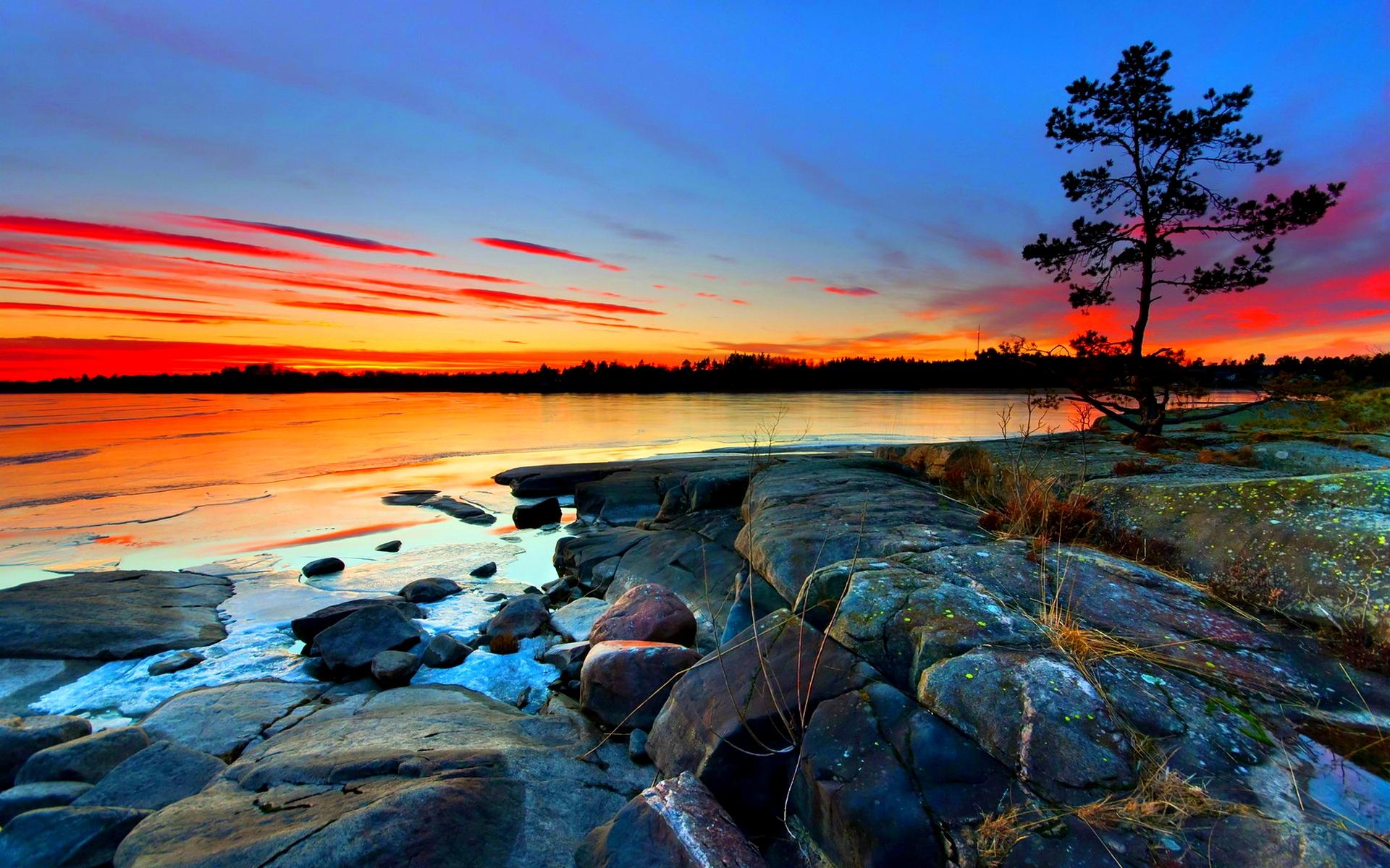 Colorful Rocky Coastal At Sunset HD Wallpaper