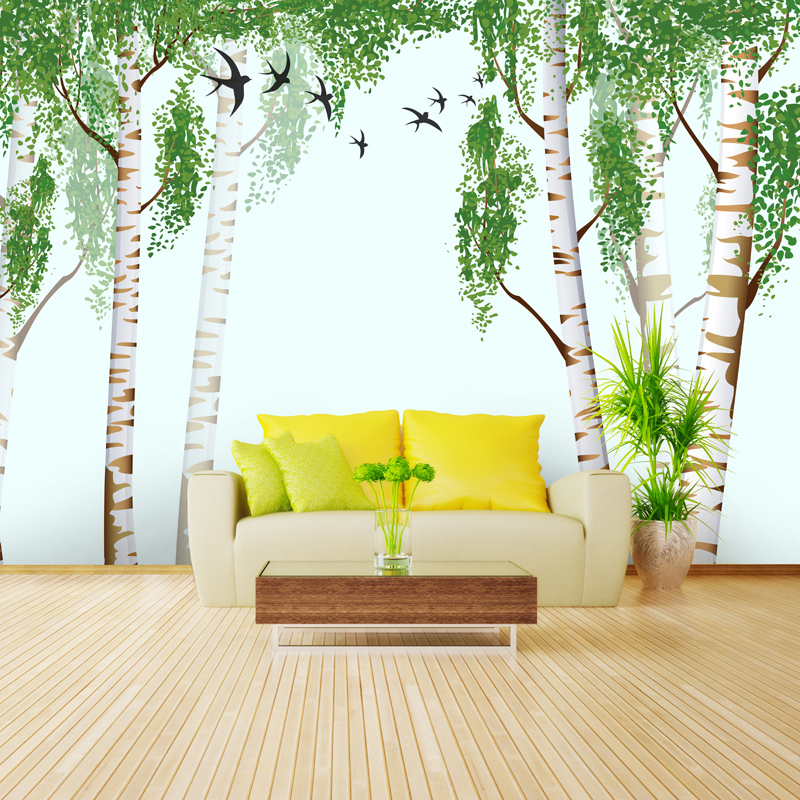 Pvc Non Woven Mural Birch Tree Wallpaper Tv Sofa Background Wall China
