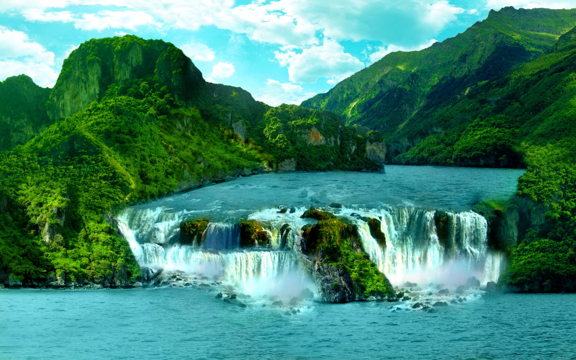 Tropical Waterfall Paradise desktop wallpaper WallpaperPixel
