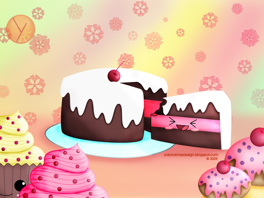 Sweet Kawaii Cake Background Wallpaper