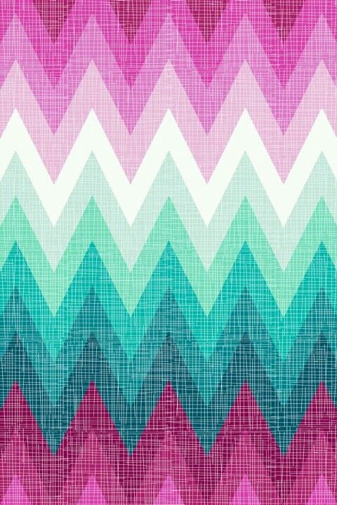 Pink Mint And White Ombre Chevron Phone Wallpaper
