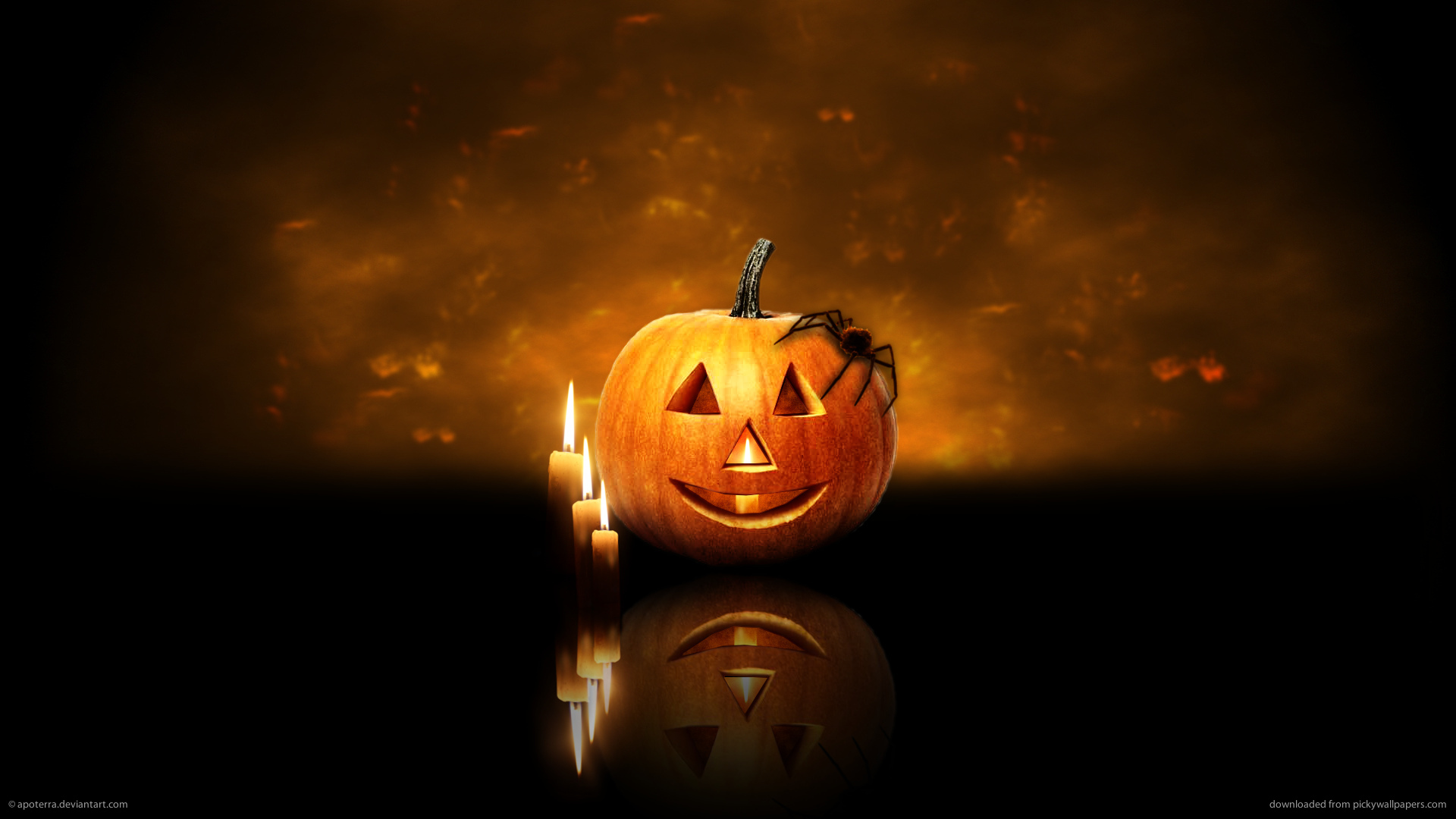 Halloween Pumpkin And Candles Wallpaper