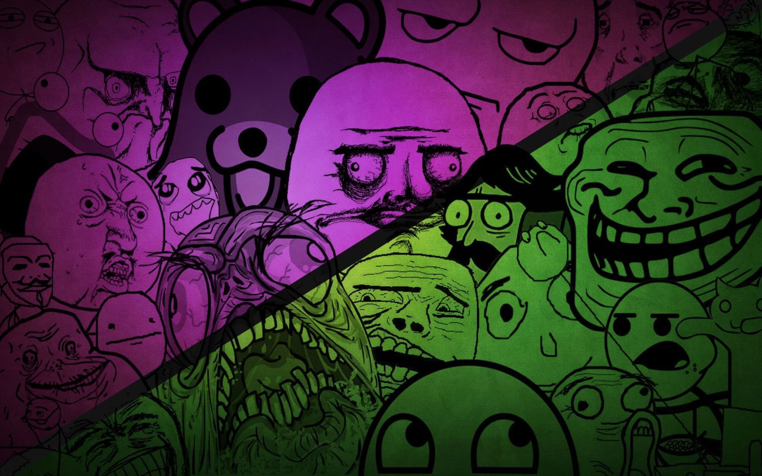 Purple and green memes collection wallpaper background
