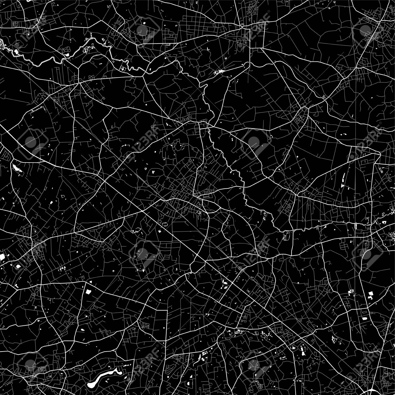 Area Map Of Heist Op Den Berg Belgium Dark Background Version