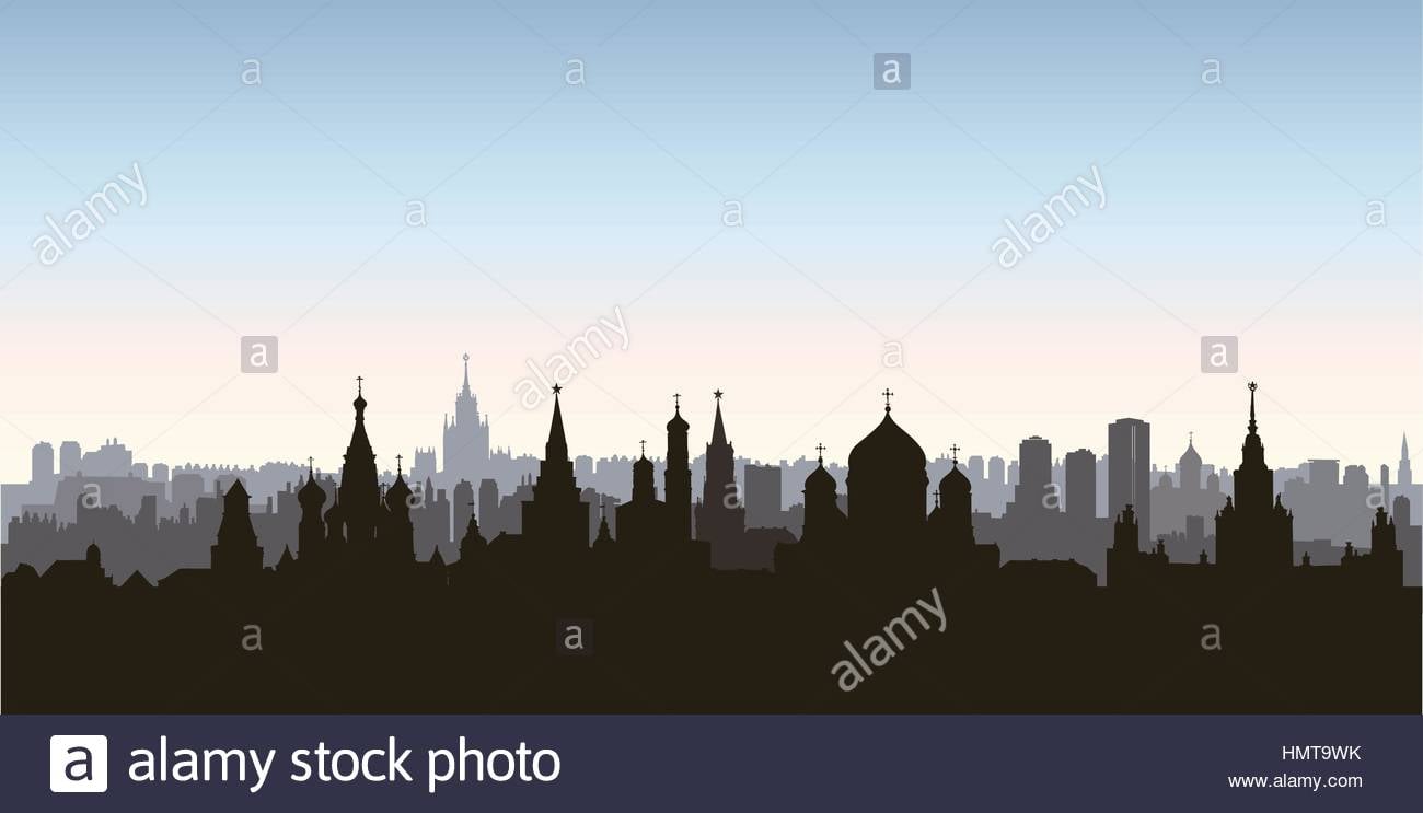 Moscow city buildings silhouette Russian urban landscape Moscow