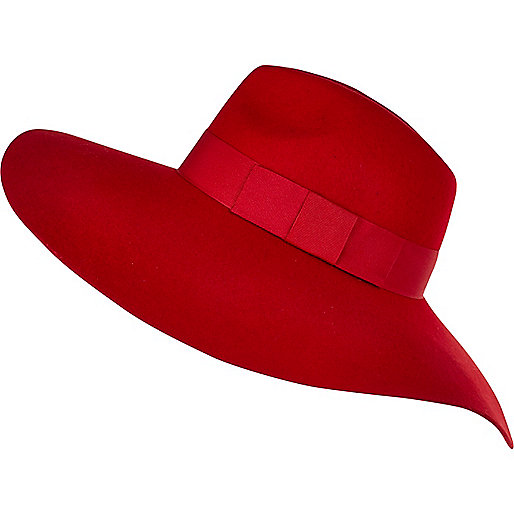 Oversized Fedora Hat Bright Red With