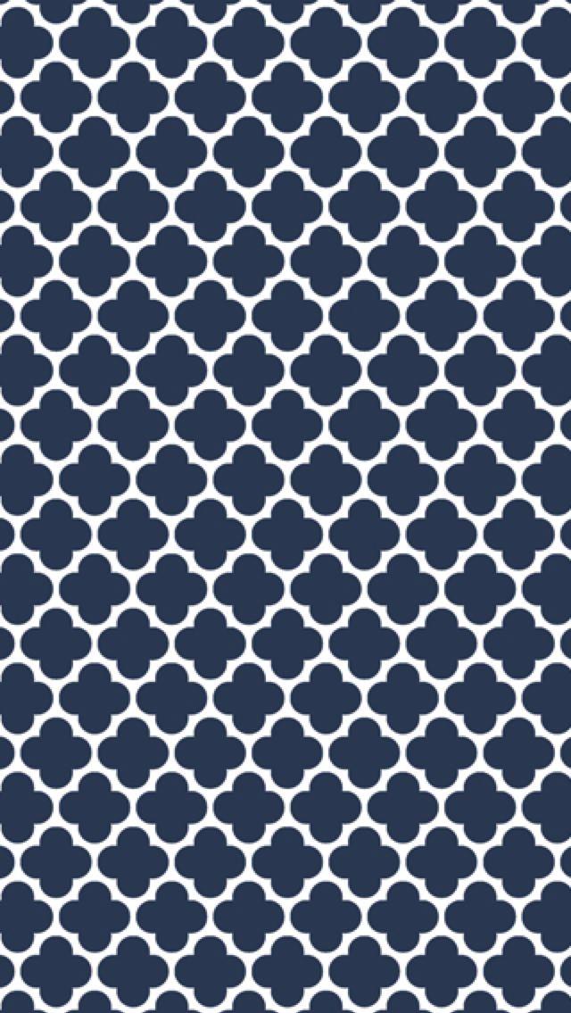 Navy Blue And White Quatrefoil iPhone Wallpaper