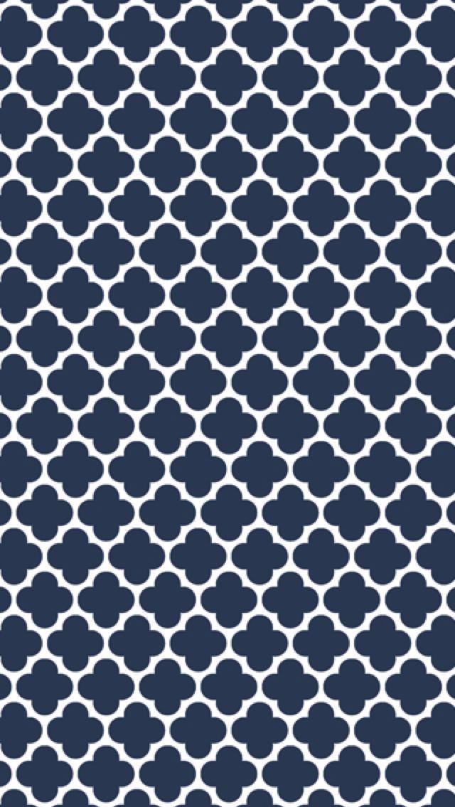 Navy Blue And White Quatrefoil iPhone Wallpaper