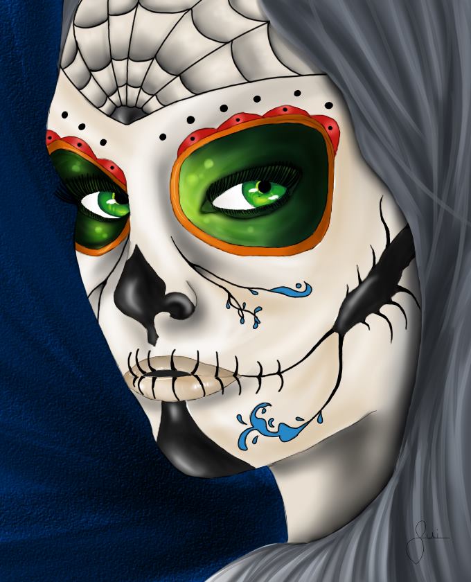 Mexican Skull Girl By Akemi Sakamoto