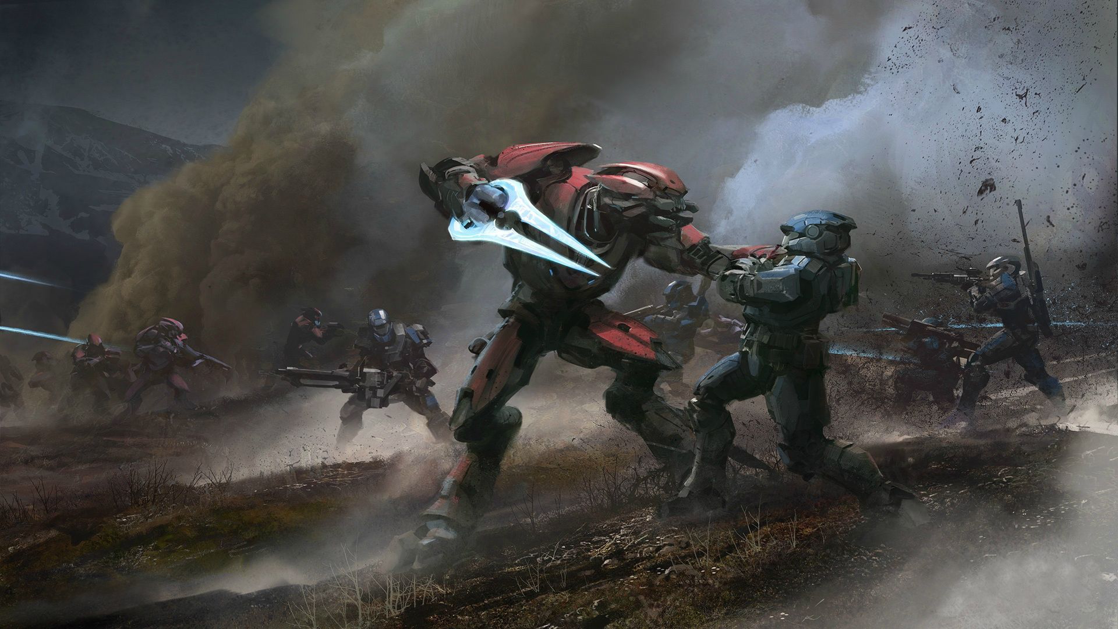 Halo Reach Elite Battle Spartan Wallpaper Background 4k Ultra HD