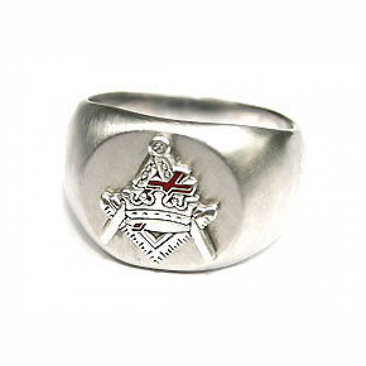 York Rite Mason Masonic Oval Shiny Logo Stainless Steel Silver Ring