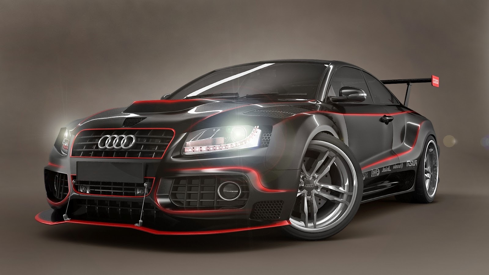 Audi S5 Modified Body Kit Red Lines HD Wallpaper Car