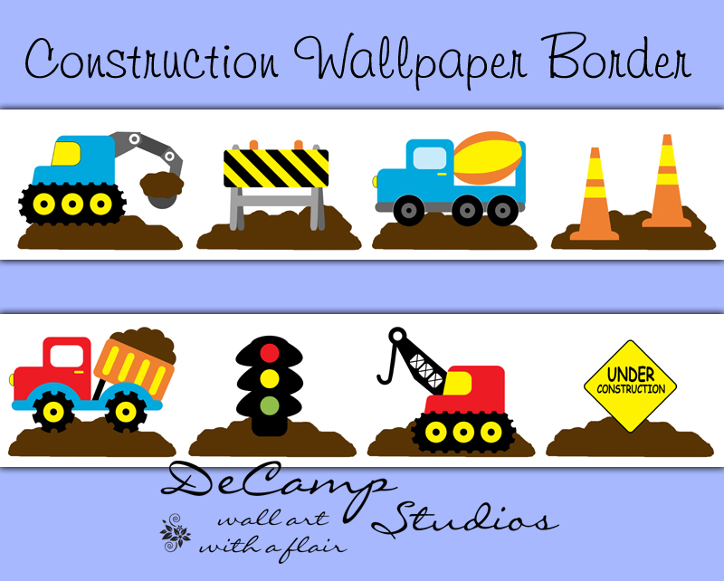 Construction Dump Truck Vehicles Wallpaper Wall Border Boy Decor