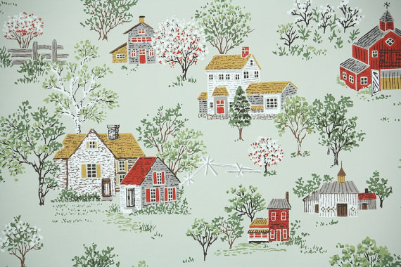 S Vintage Wallpaper Scenic With Darling Farm Houses