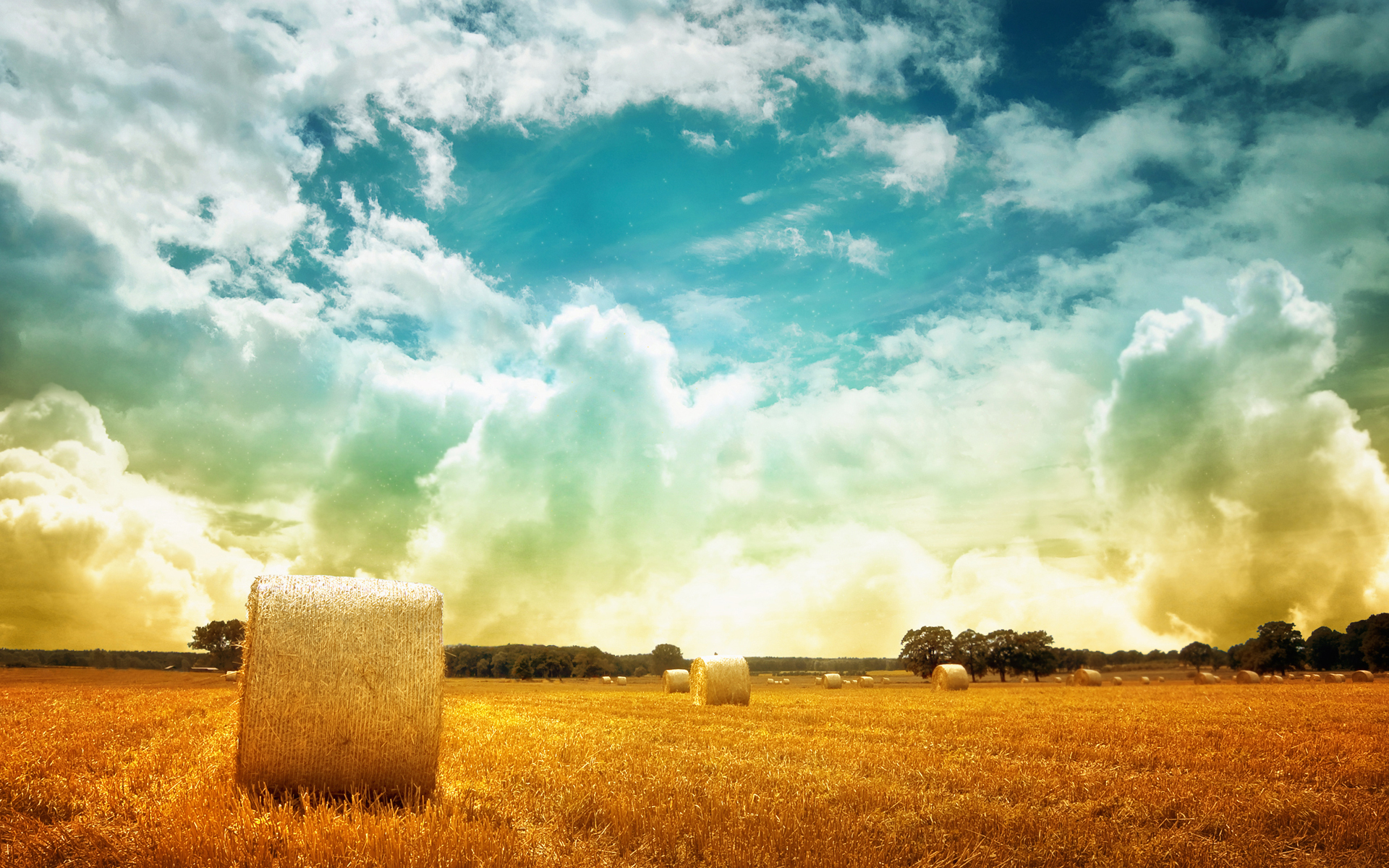 Gorgeous Clouds Over A Hay Field Best Nature Wallpaper