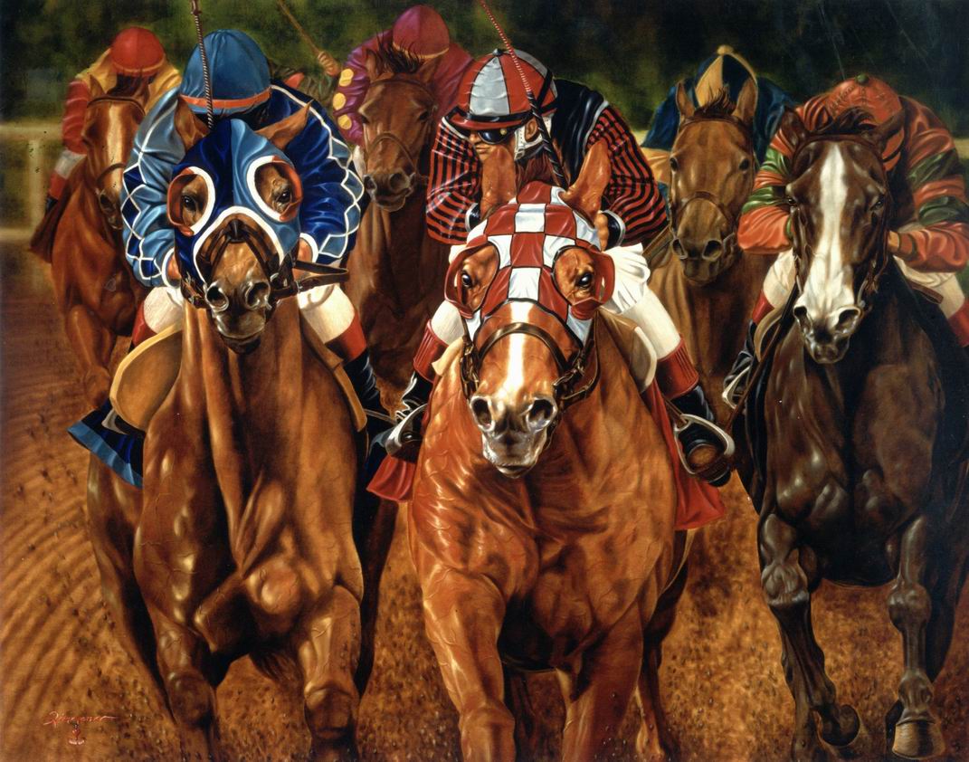 Horse Paintings Wallpaper Brown Racing