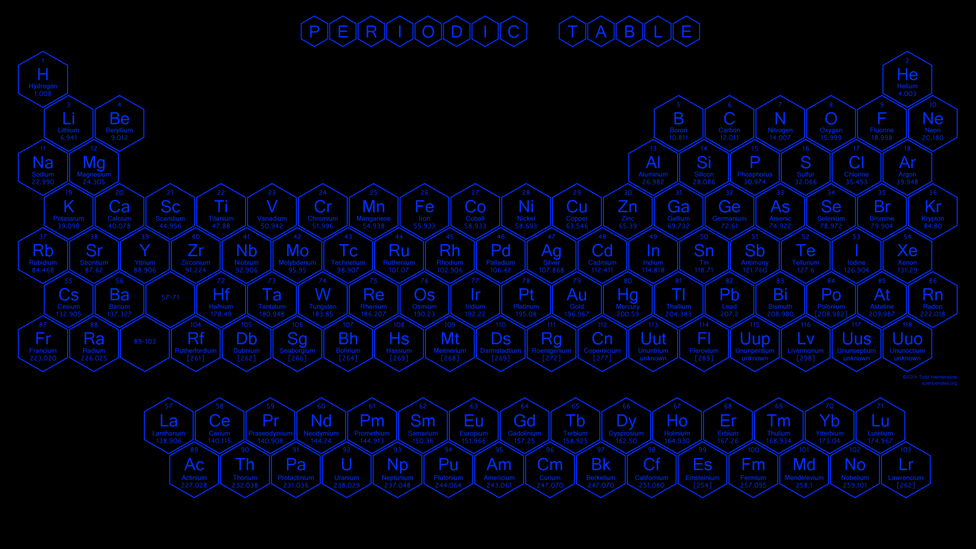 Hexagon Periodic Table Wallpaper Blue
