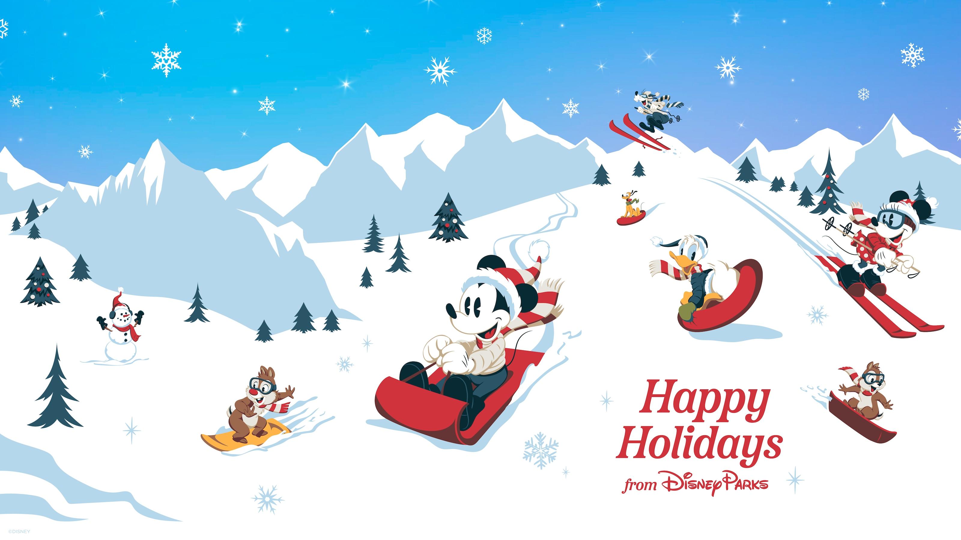Happy Holidays Wallpaper Desktop iPad Disney Parks