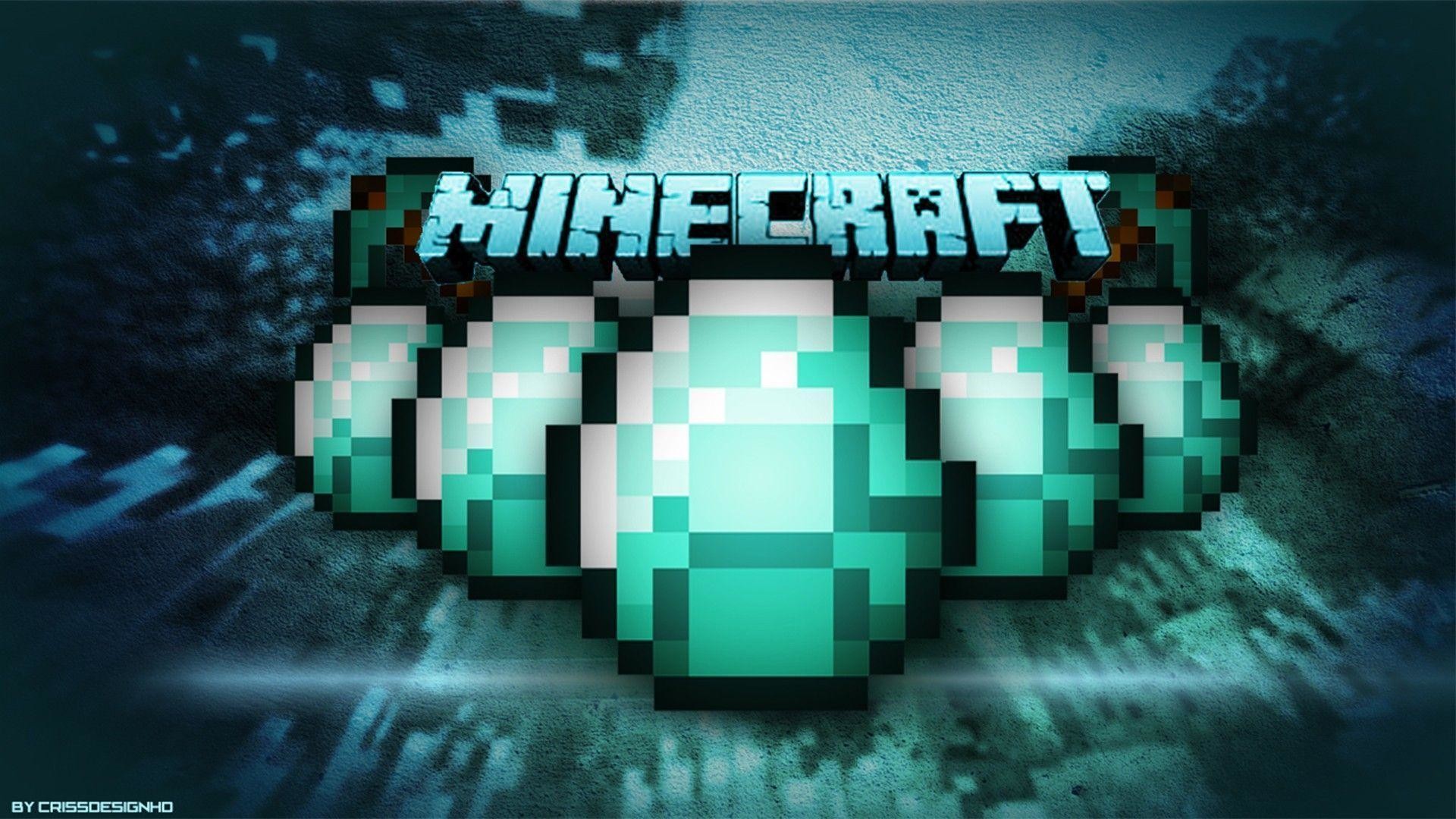 Minecraft Diamonds Desktop Background: A vibrant illustration featuring pixelated diamonds, reminiscent of the popular game Minecraft. Perfect for fans looking to personalize their computer