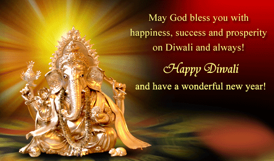 Lord Ganesha Statue Happy Diwali And New Year Wishes Greeting Card