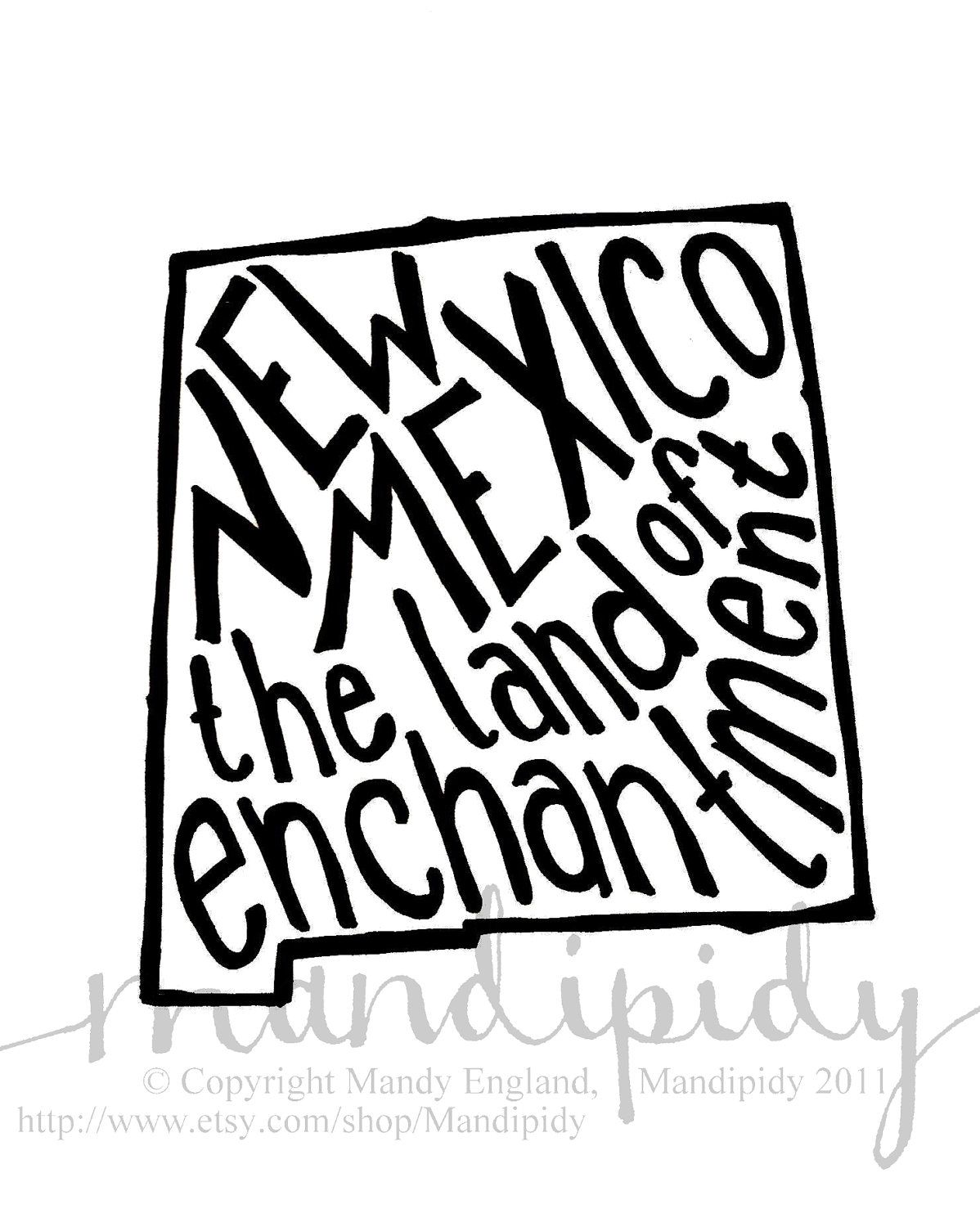 New Mexico The Land Of Enchantment White Background