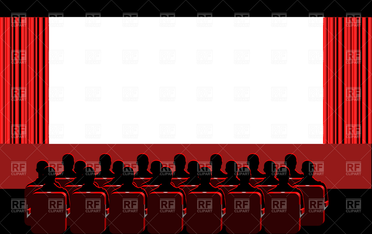 Movie Theater Blue Hall People Royalty Vector Clip