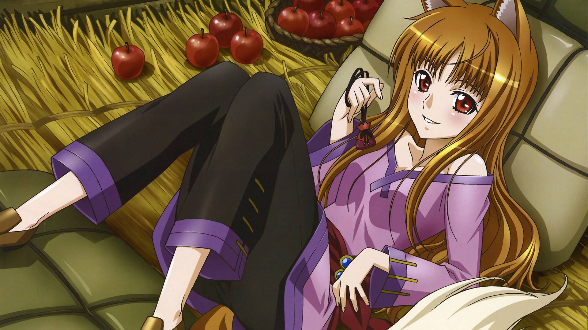 Apples Wheat And Holo Spice Wolf Wallpaper