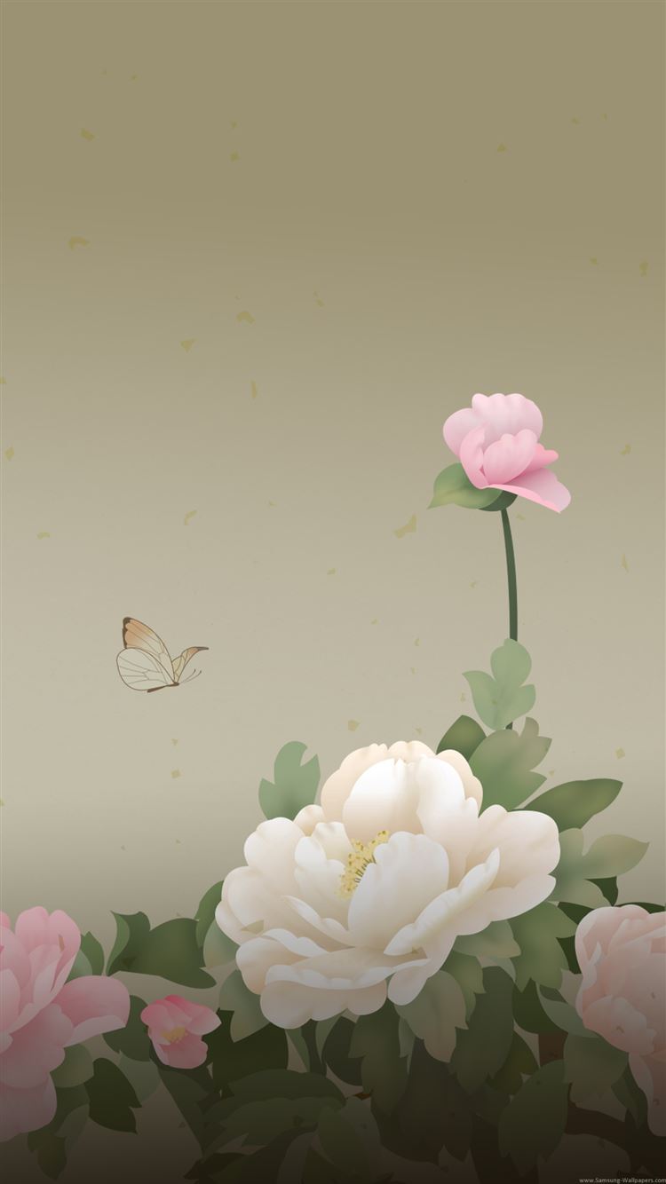 Peony Flowers Butterfly iPhone Wallpaper