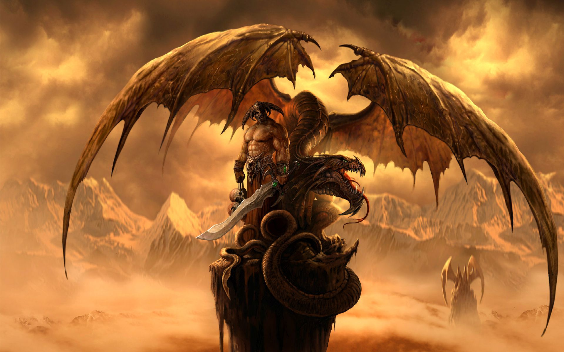 Desktop Wallpaper Of Fantasy Dragon Warrior Puter