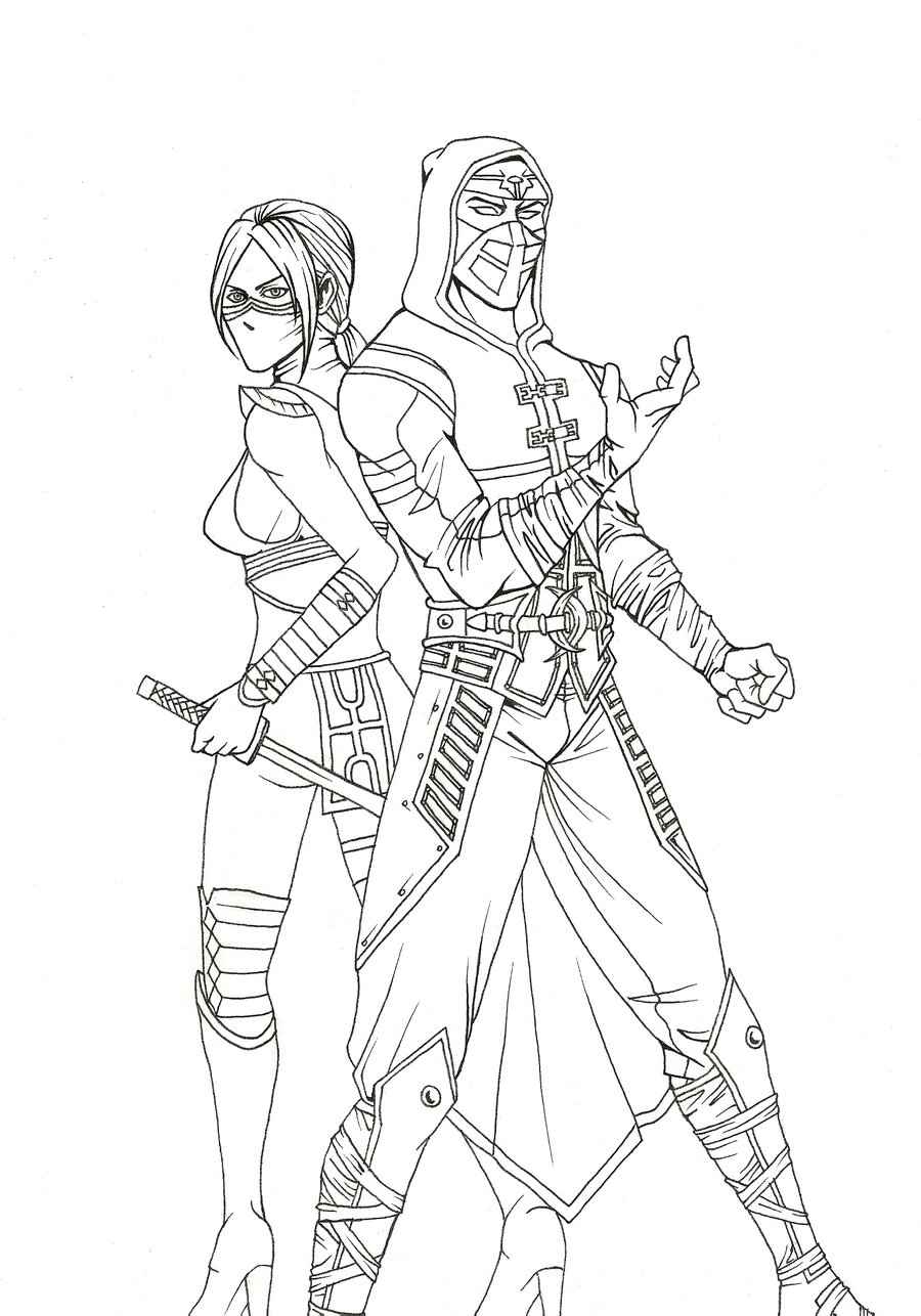 Lineart   Skarlet and Ermac by Grace Zed on
