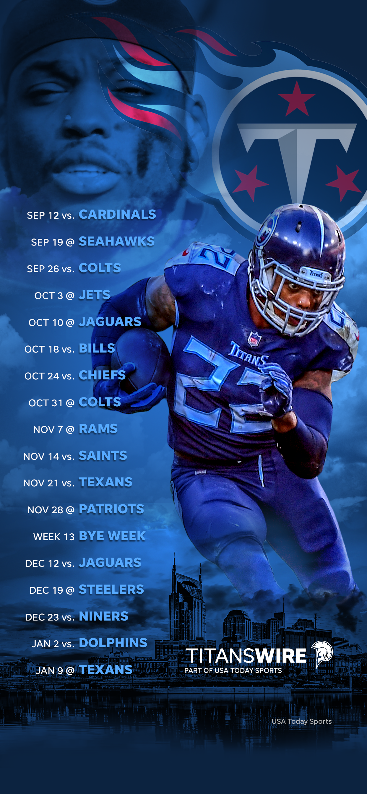 Tennessee Titans Able Phone Wallpaper Featuring Schedule