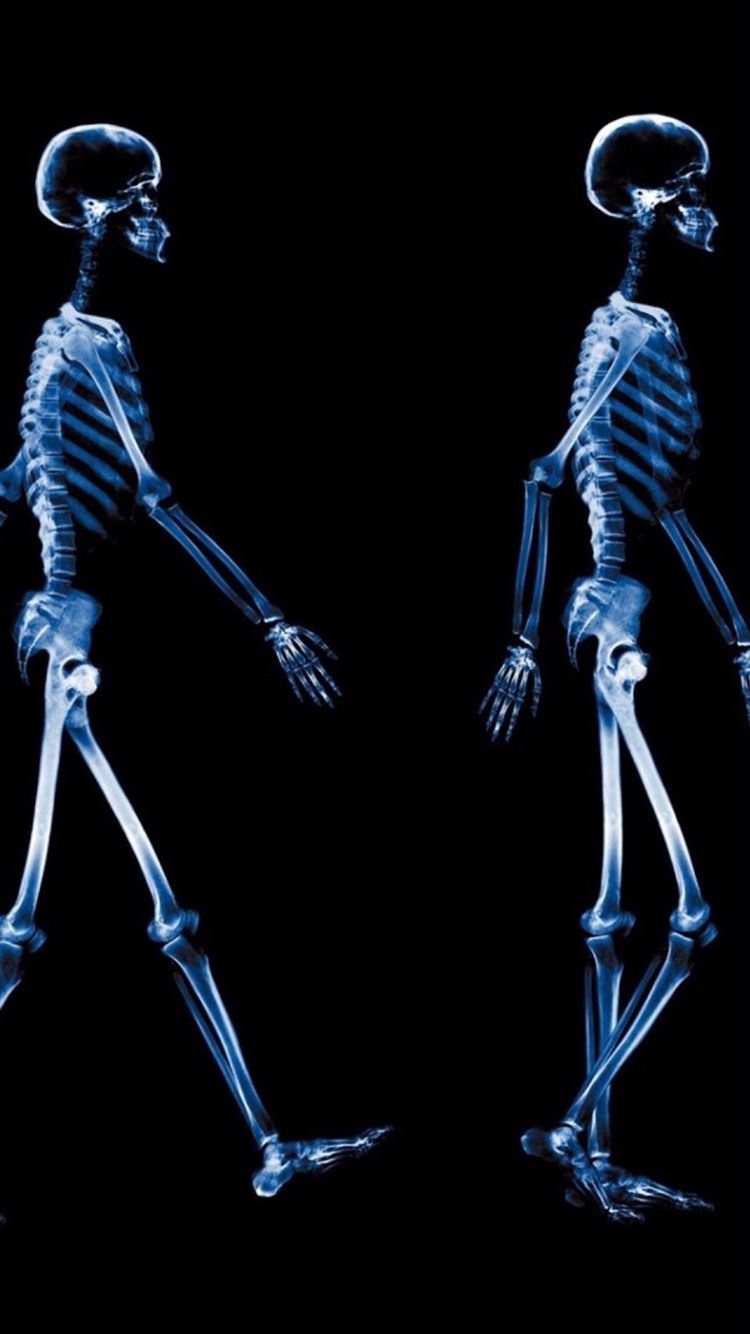 Abstract Xray Walking Human Skeleton Dark iPhone Wallpaper
