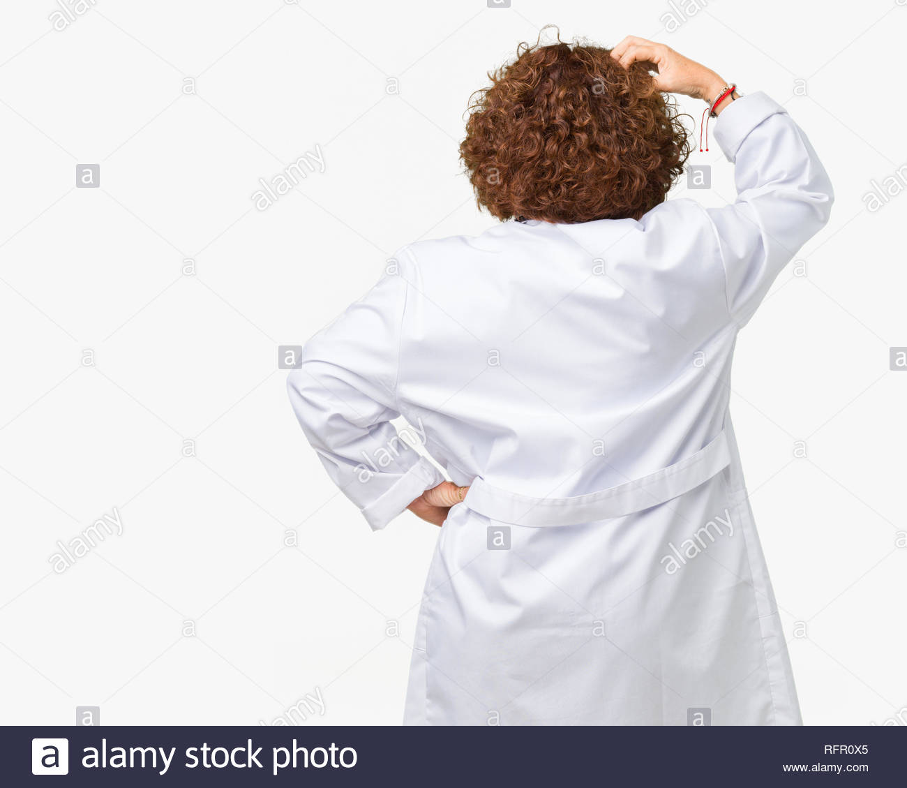 Middle Ager Senior Doctor Woman Over Isolated Background Backwards