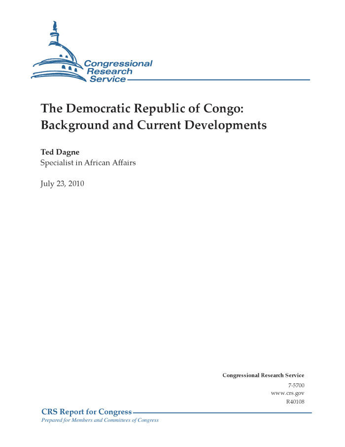 The Democratic Republic Of Congo Background And Current
