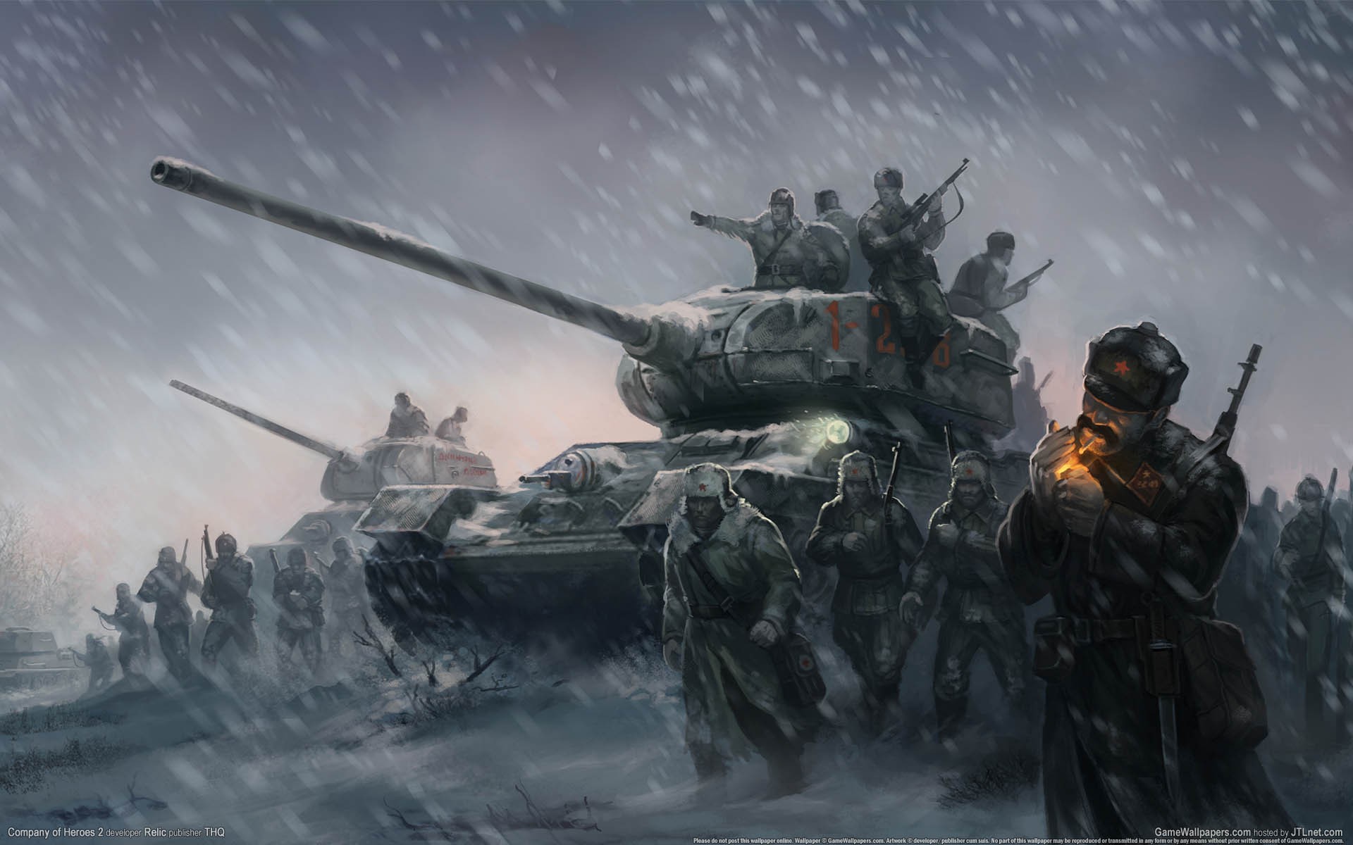 Soldiers Video Games Snow War Tanks Artwork Soviet Russia Red