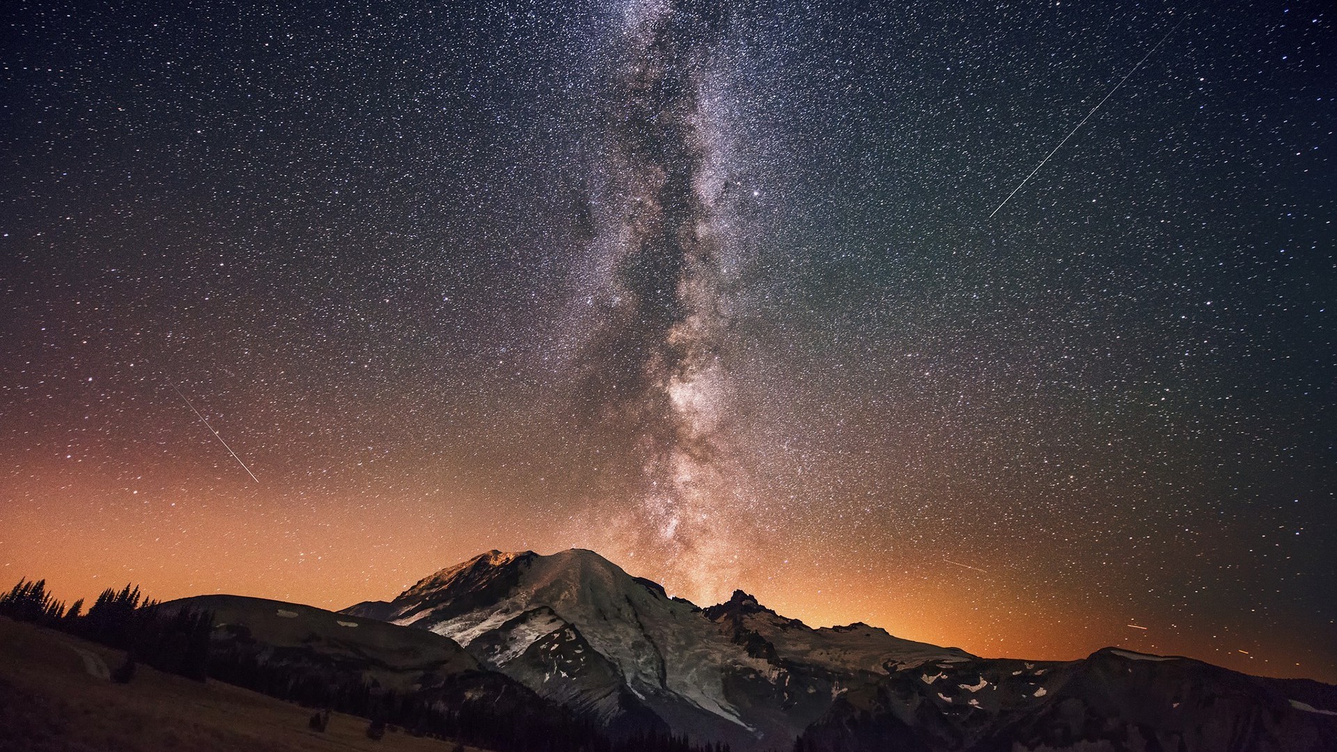 Milky Way Above The Mountain Peak Wallpaper