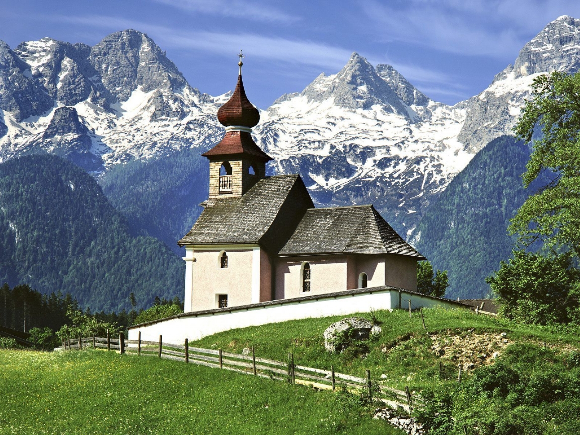Known Places Auer Church Lofer Austria Desktop Wallpaper Nr