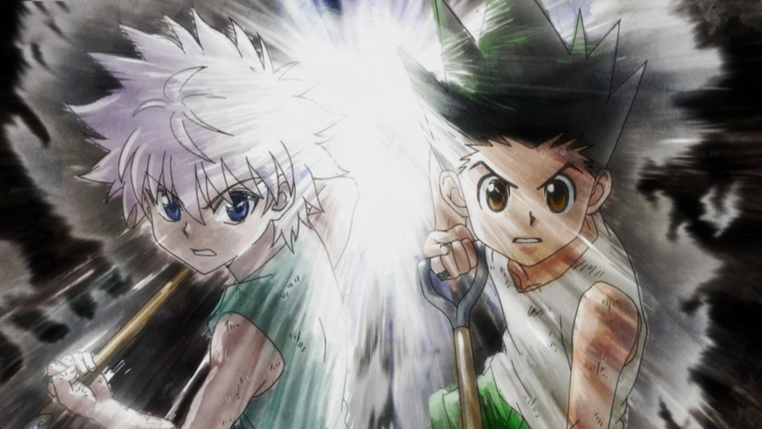 I made a Gon and Killua desktop wallpaper from Puzzle  Dragons art   rHunterXHunter