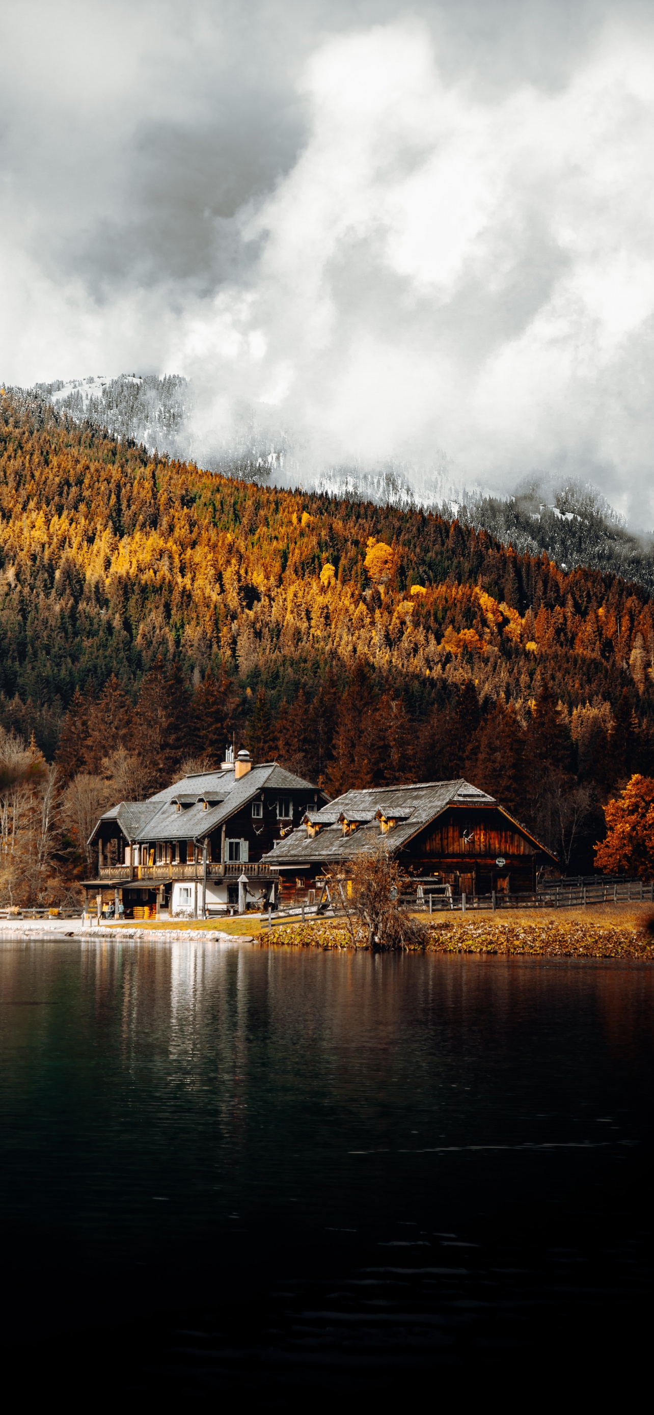 Wooden House Wallpaper 4k Lakeside Autumn Trees