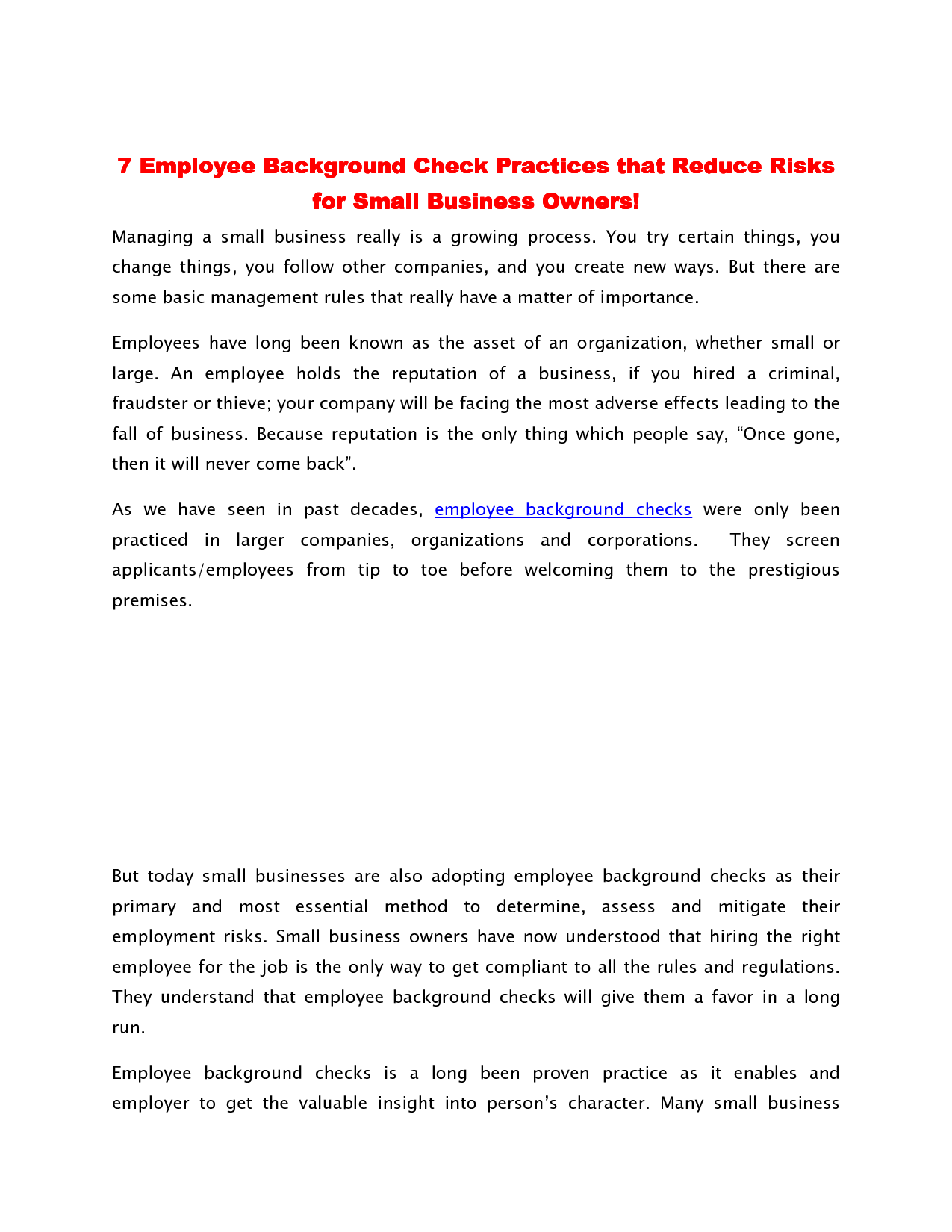 Employee Background Check Practices That Reduce Risks For Small