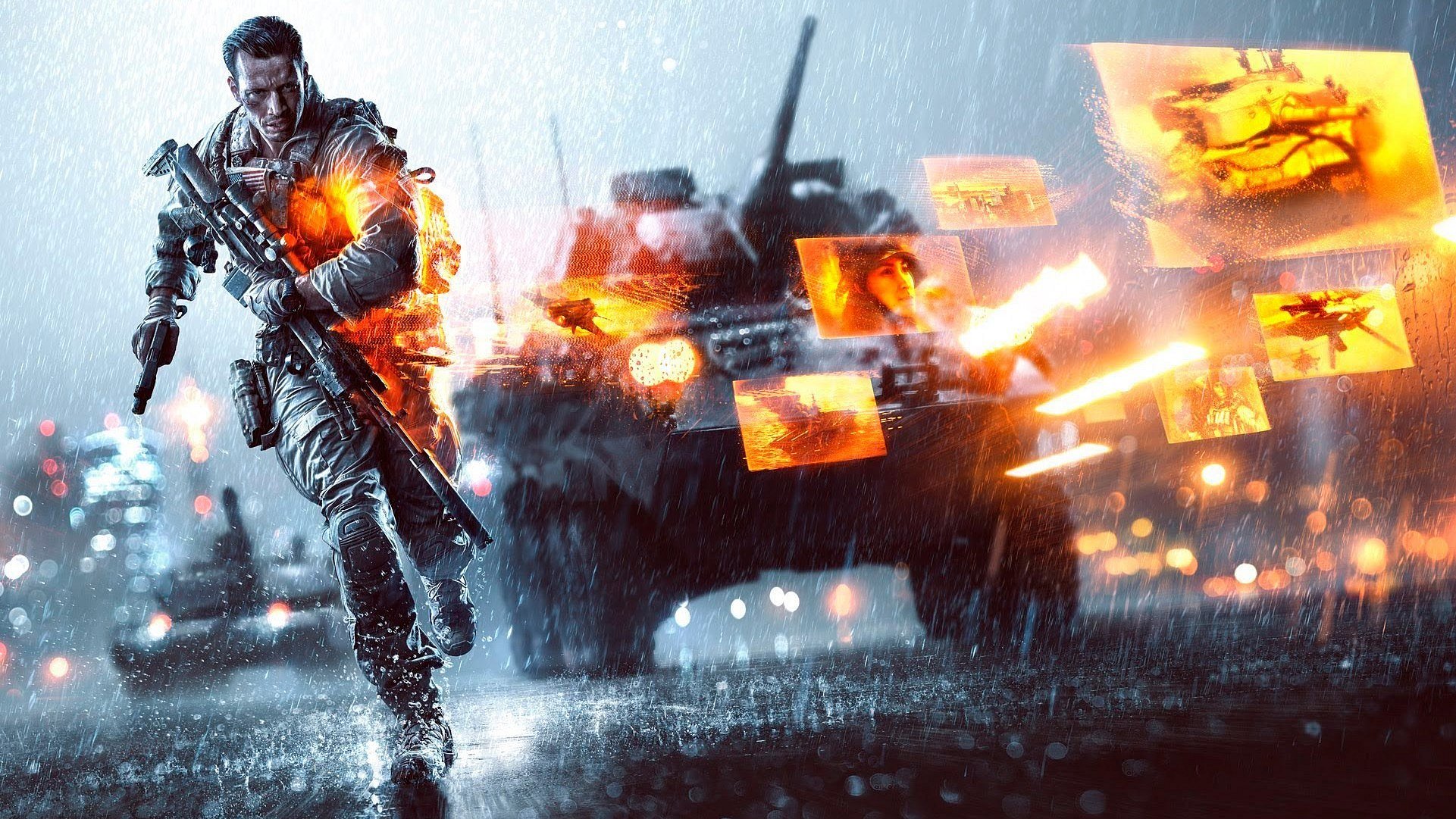 Battlefield Man Running With Tank Desktop Wallpaper